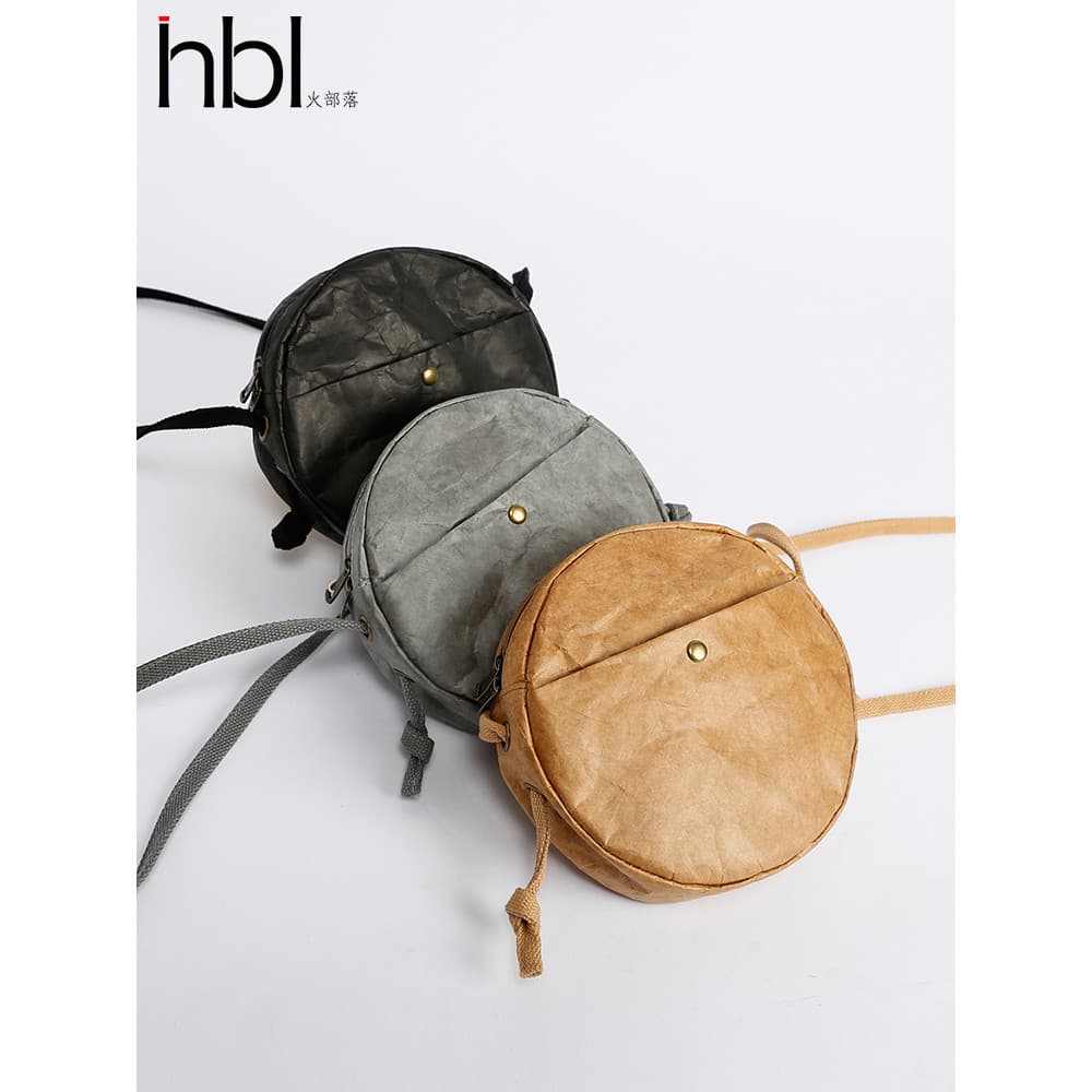 Bolsa mensageiro nicho Design pequeno saco redondo saco de papel Dupont All-Match ins feminino japonês pequeno bolsa de