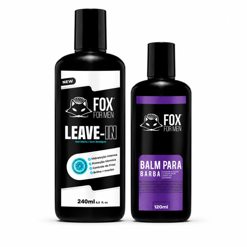 Kit Leave In e Balm para Cabelo e Barba Hidratação Antifrizz Maciez e Finalização