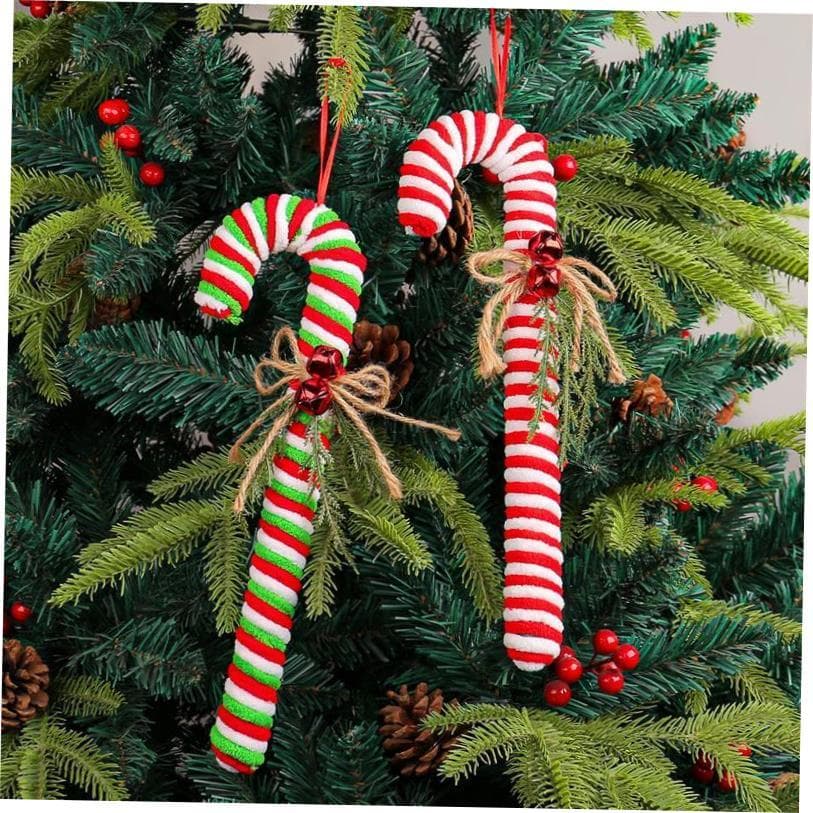 Decoração De Gancho Dobrado De Cana Vermelha E Branca De Árvore De Natal