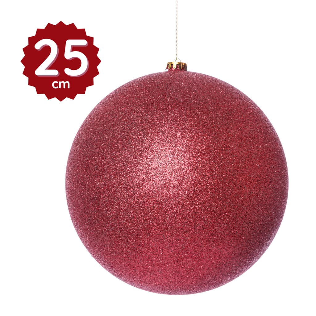 Bola Natal Gigante Glitter Vinho 25cm Enfeite Árvore Decoração Natalina Laço Pendurar Unidade