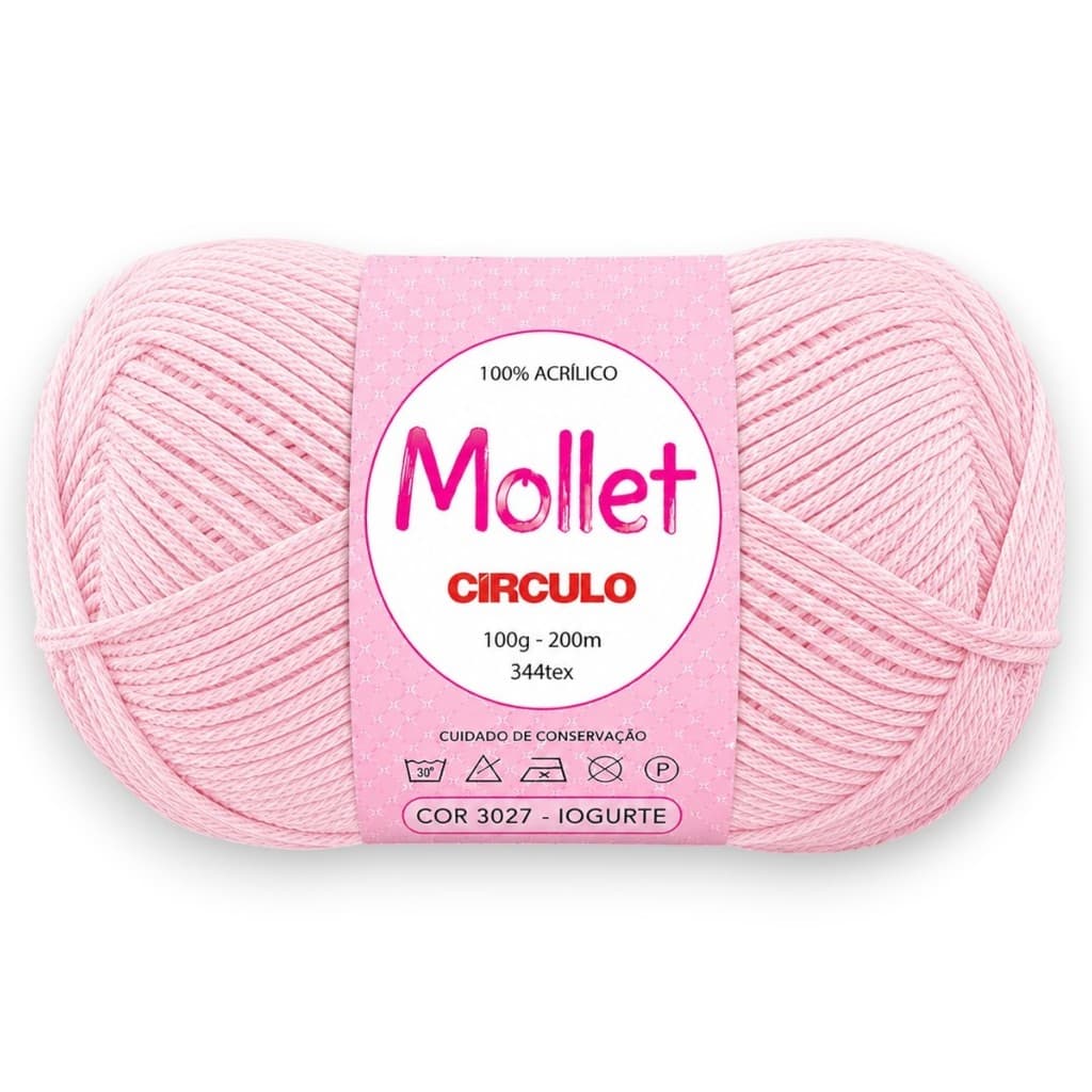 Fio Mollet Círculo 100g 200m Cor 3027 Iogurte para Tricô, Crochê e Artesanato