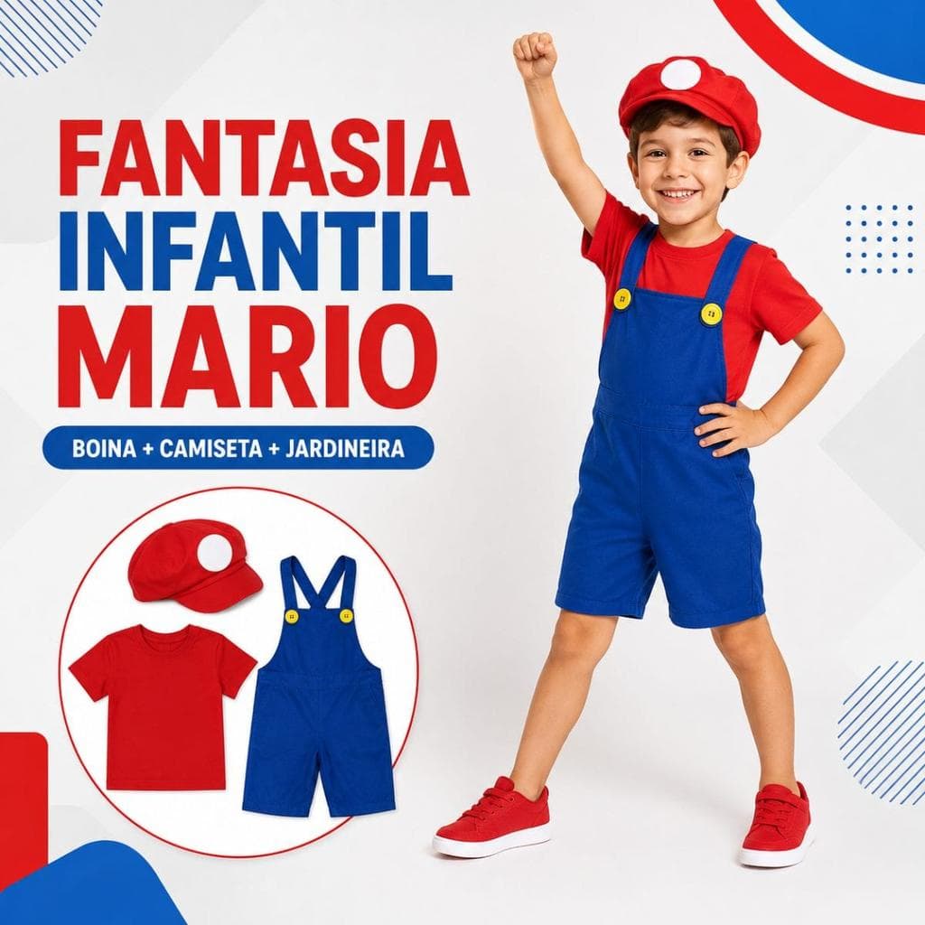 Fantasia Infantil Menino - Mario Bros - M