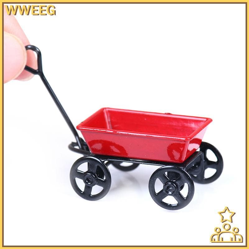 1 : 12 Casa De Bonecas Em Miniatura De metal Vermelho Puxando Carrinho Acessórios Para Móveis De Jardim