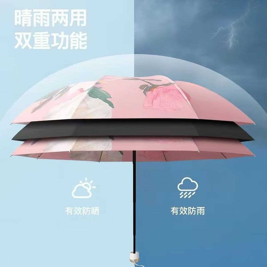 ❤Novidades❤❤ Guarda-chuva Guarda-sol de flor dupla Guarda-sol ultravioleta Chuva ou chuva Dupla utilização Dobrável Guar