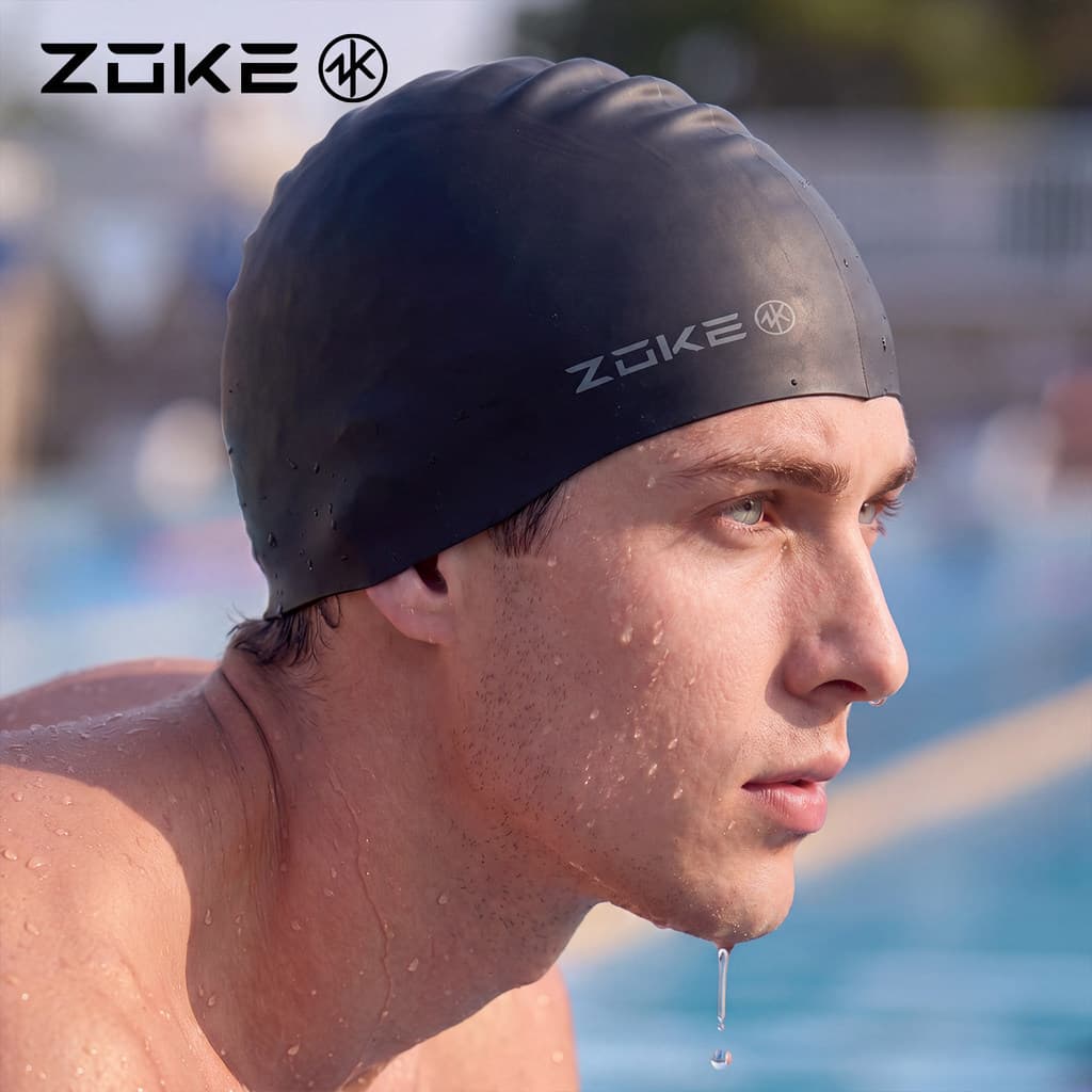 Zhuke touca de natação de Silicone, masculina, adulta, circunferência da cabeça grande, não estrangula a cabeça, à prova