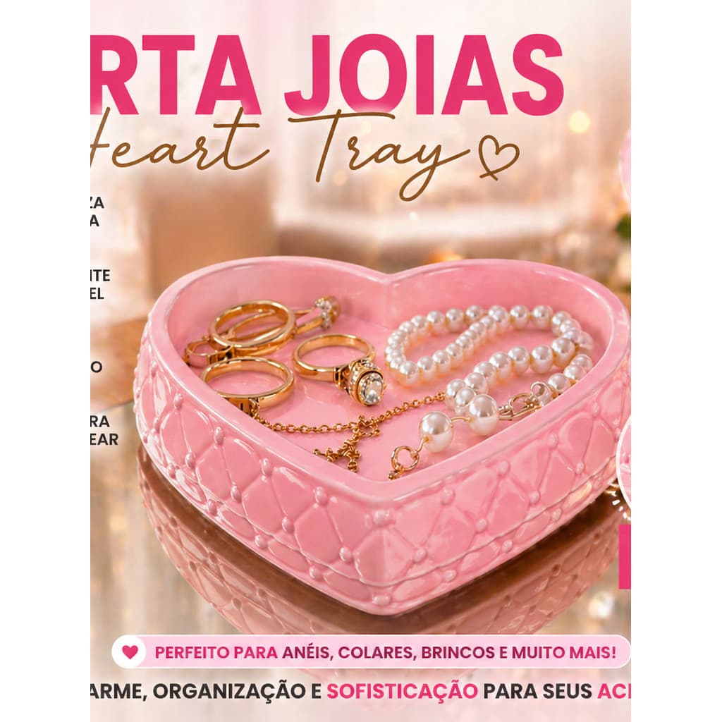 Porta Joias Coração Organizador De Anéis Brincos Colares Bandeja Decorativa Porta Bijuterias Feminino Presente