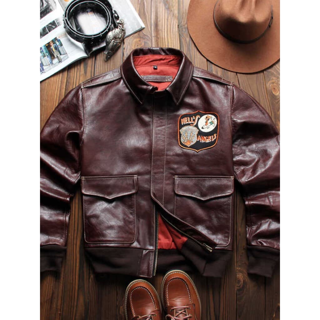Americano Retro força aérea bombardeiro jaqueta masculina jaqueta de couro genuíno lapela curta terno da motocicleta Ami