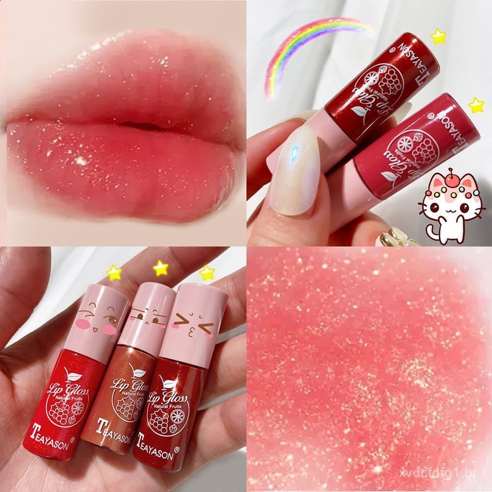Brilho Labial Translúcido e Incolor, Brilho Labial Brilhante, Brilho Labial com Glitter, Brilho Labial Perolado com Efei