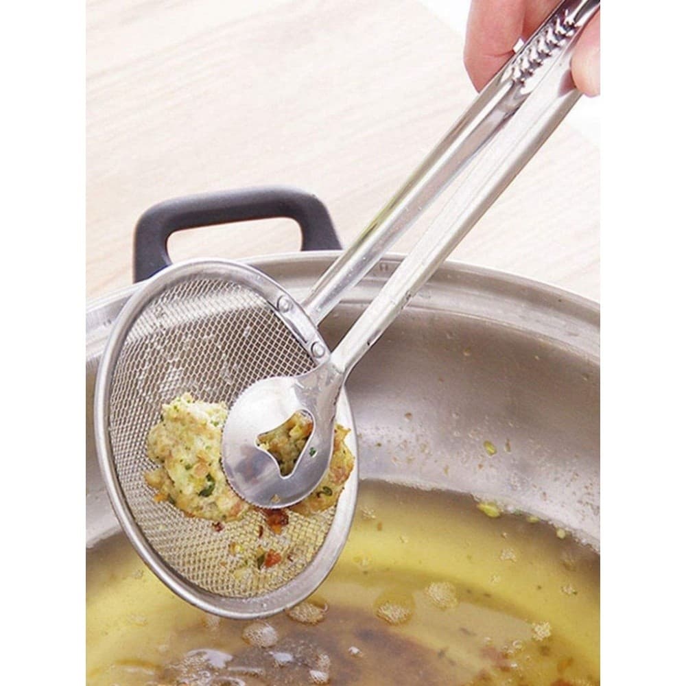 Escumadeira Para Fritura Aço Inox Pegador De Fritura Antiqueimadura 28,5cm