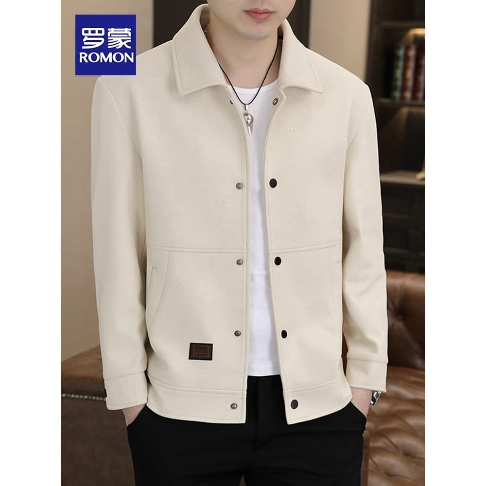 Lomon jaqueta masculina casaco primavera outono novo estilo Casual roupas superiores High-End lapela imitação de lã roup