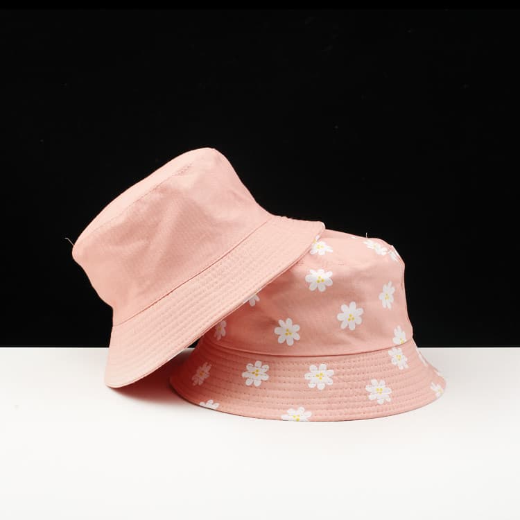 Versão coreana novo estilo flor impressão balde chapéu feminino literário fresco bacia chapéu verão ao ar livre dupla fa