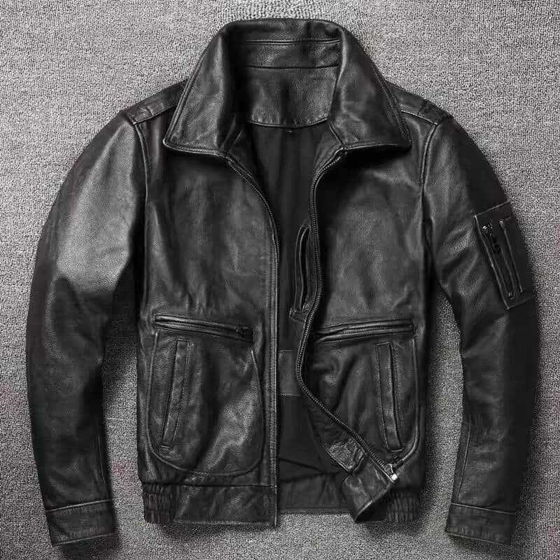Bens de vaca pesados a2 primeira camada de couro roupas da motocicleta roupas de couro genuíno masculino lapela jaqueta