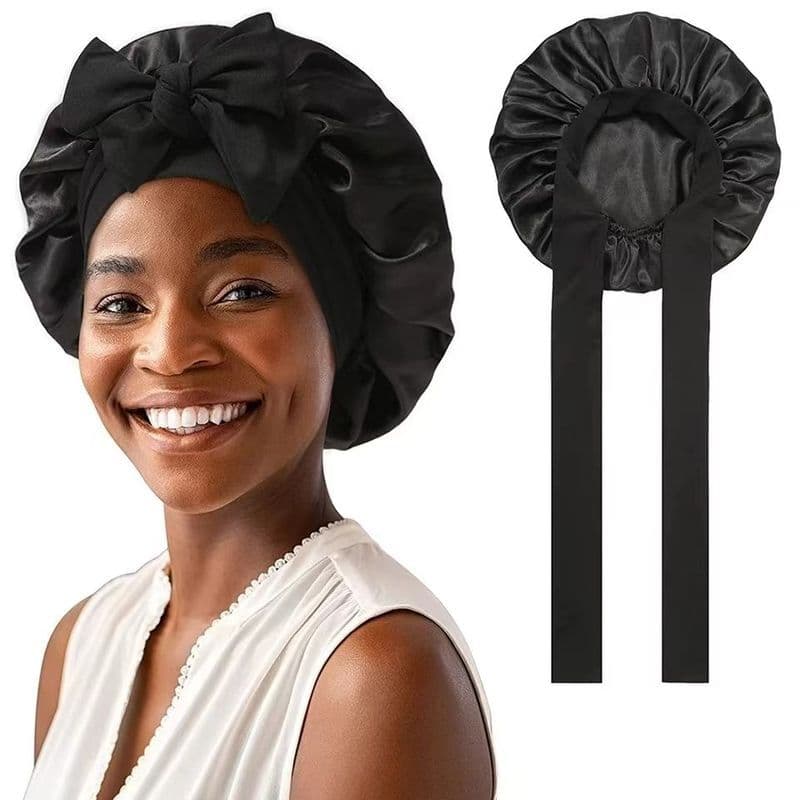 Touca de banho feminina, touca de banho com aba larga, elástica, cauda longa, Extra grande, feminina, Streamer, touca re