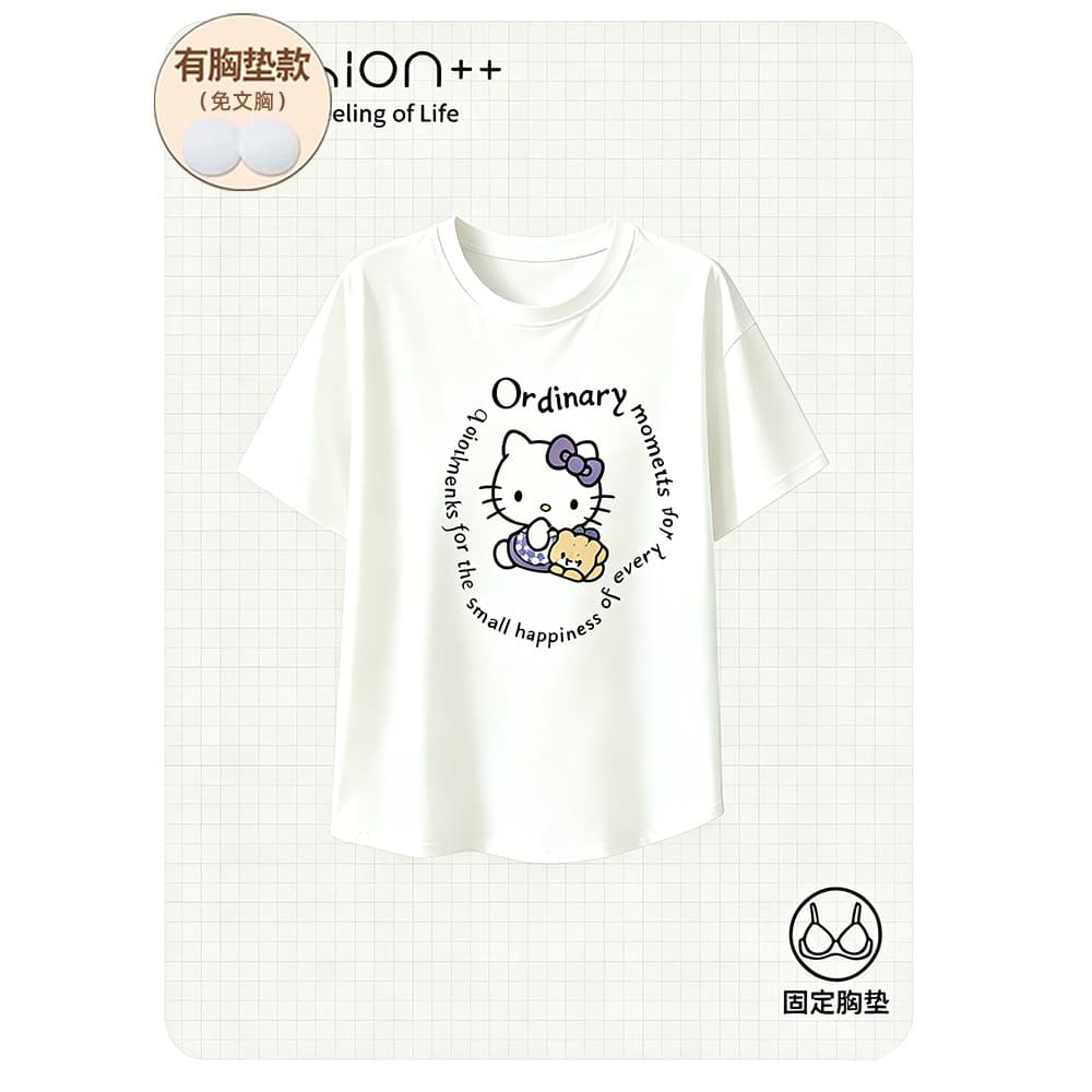 Verão puro algodão pijamas feminino com almofadas no peito pijamas topos de uma peça feminina camisetas de manga curta p