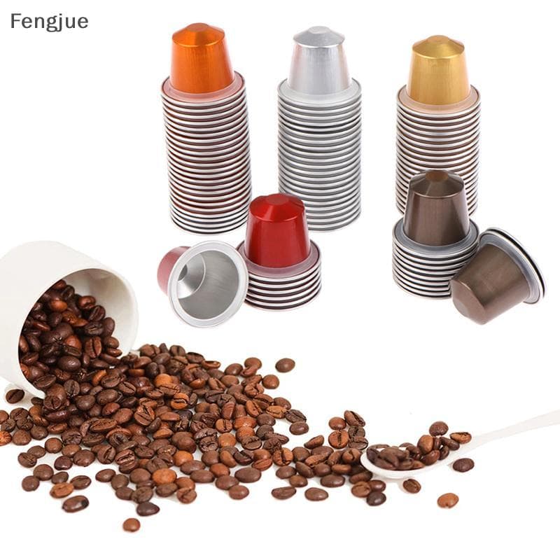 Fengjue 10 Pçs/set Cápsulas De Café Reutilizáveis Vagens Descartáveis Vazias Cápsula De Folha De Alumínio Com Tampas Cof