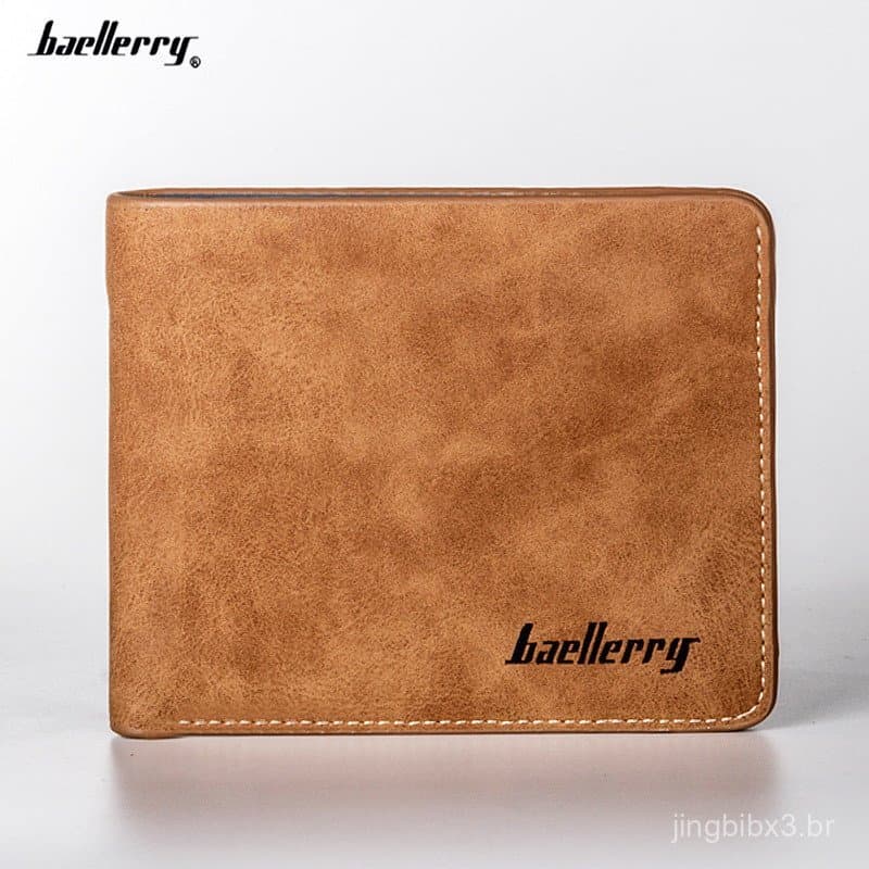 [Promoção] Nova Carteira Masculina baellerry Curta Vintage de Alta Qualidade em Couro Fosco com Porta-Cartões 7.21