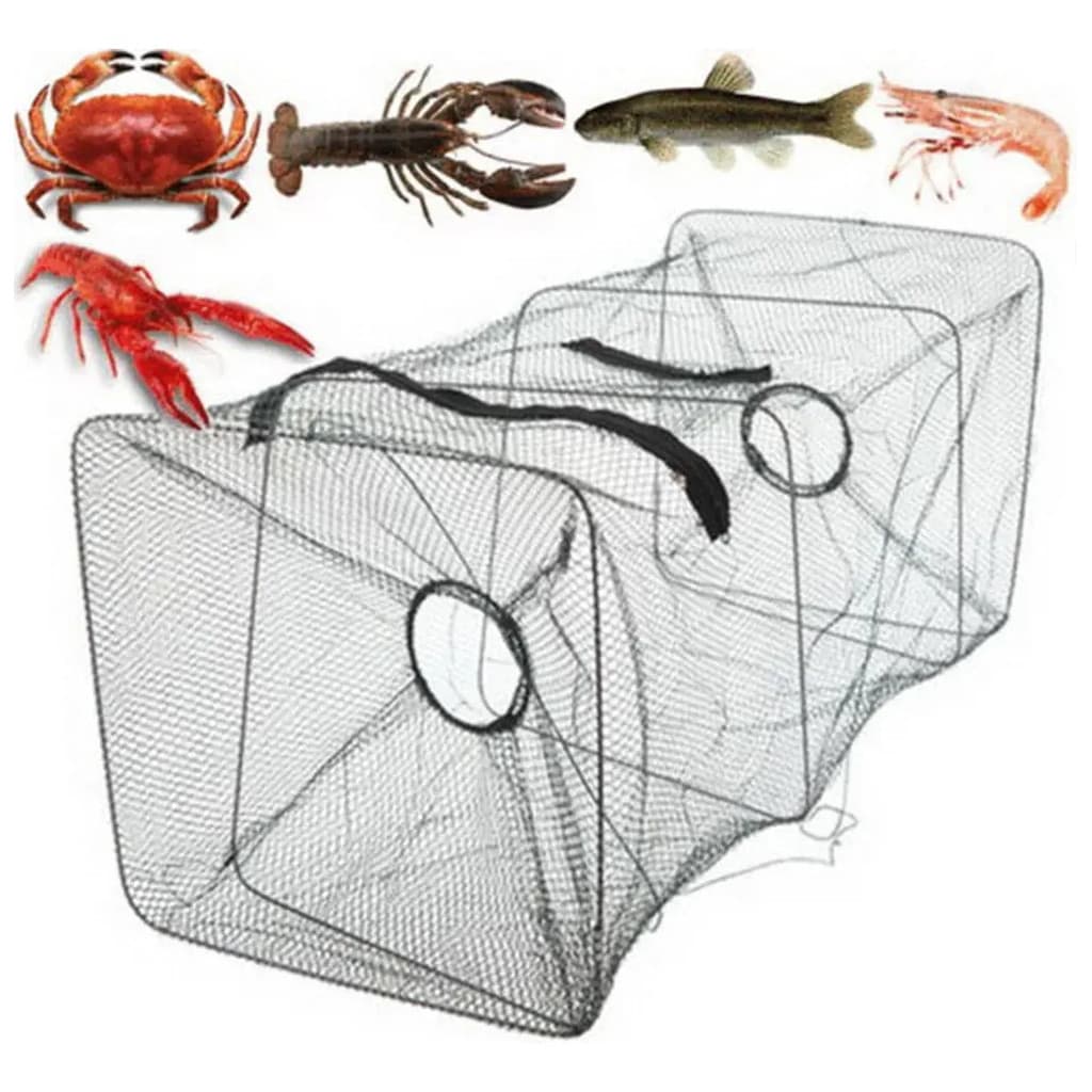 Redes de pesca, equipamentos de pesca, caranguejos, camarões, lã