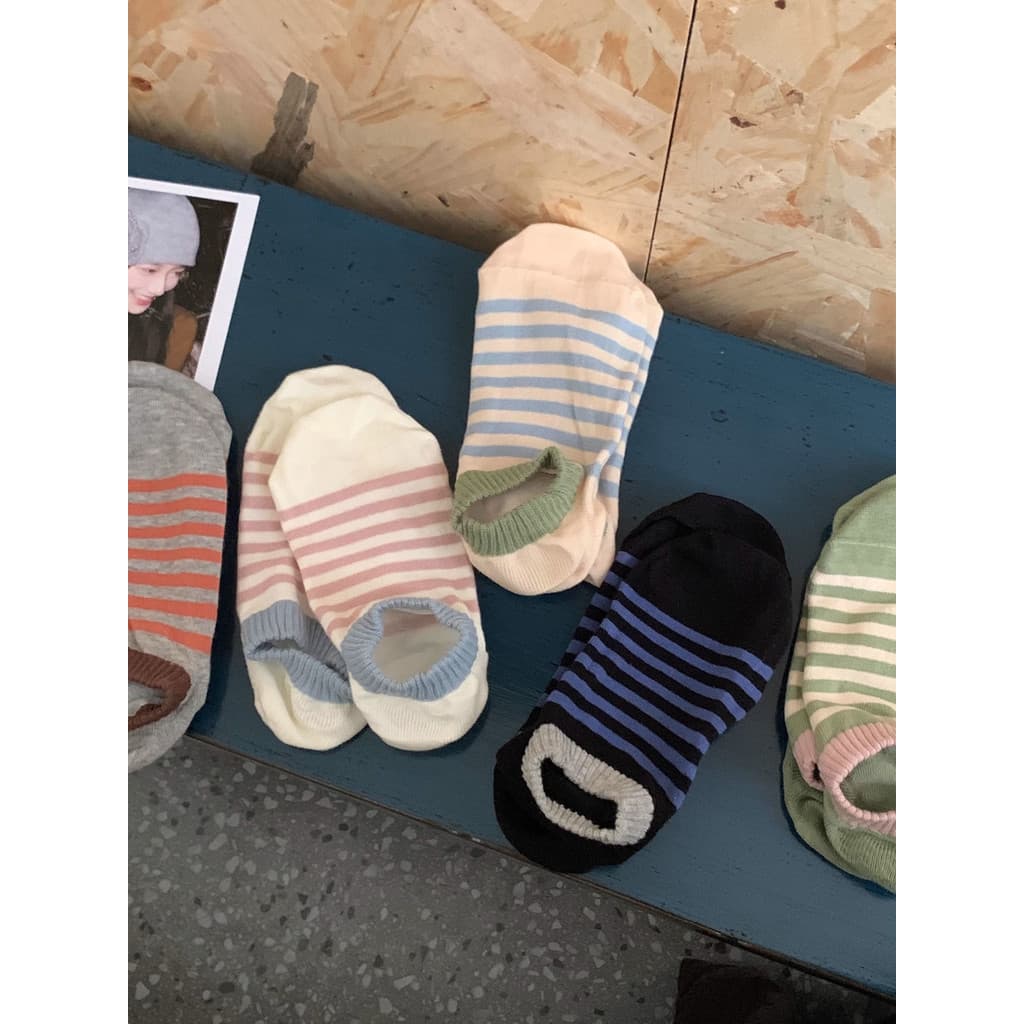 IOULOR verão novo estilo estilo coreano listrado barco meias femininas não podem cair com Lokou Dongdaemun boca rasa mei