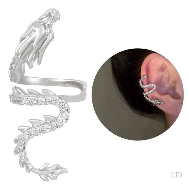 LIDU1 Único Dragão Orelha Cuff Clipe Elegante Brincos Piercing Joias Para