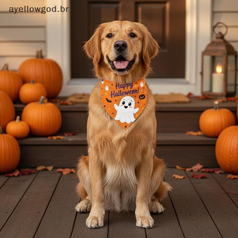 AYBR Halloween Pet Triângulo Na Moda Fantasma Abóbora Morcego Impressão Cachecol Para Cães Gatos Mídia Social Sessão De