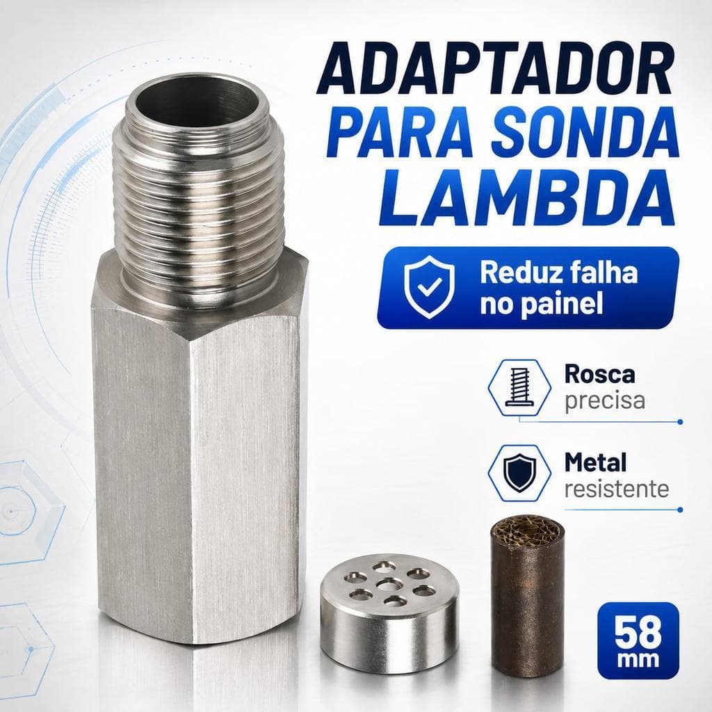 Adaptador Sonda Lambda M18x1.5 com Mini Catalisador Espaçador Sensor O2 para Escape Automotivo 58mm