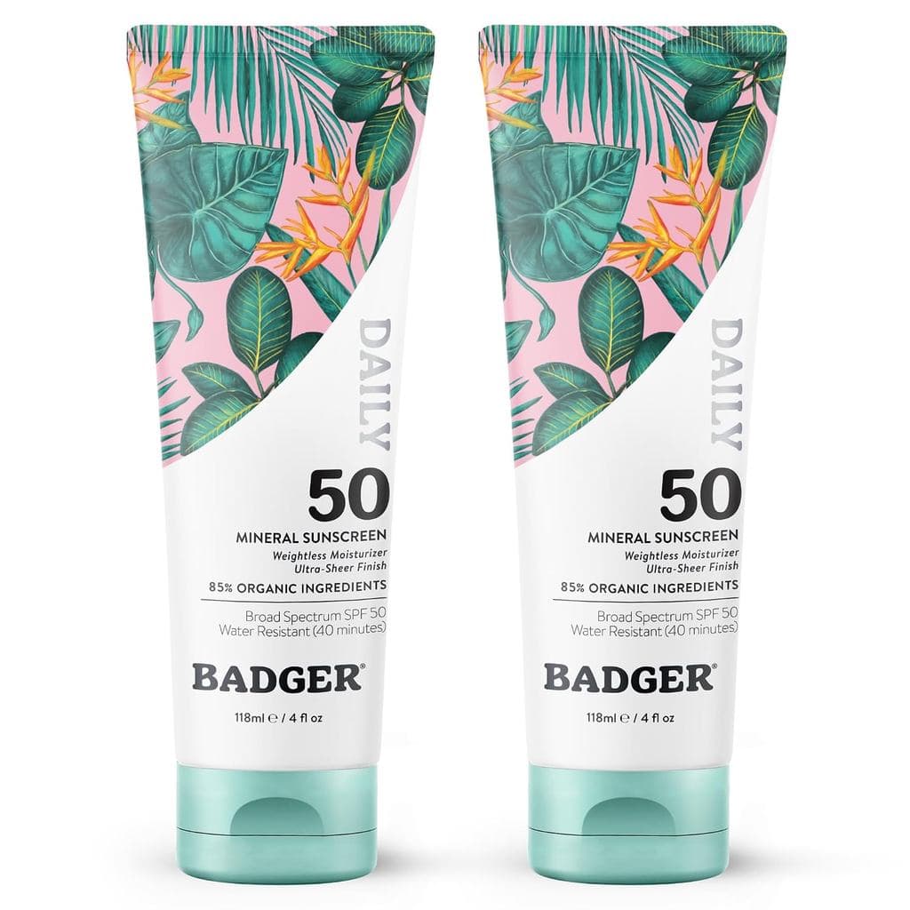 Protetor Solar Mineral Diário Badger SPF 50 com Óxido de Zinco, 85% Orgânico, Leve e Fácil de Aplicar, Sem Resíduos Bran