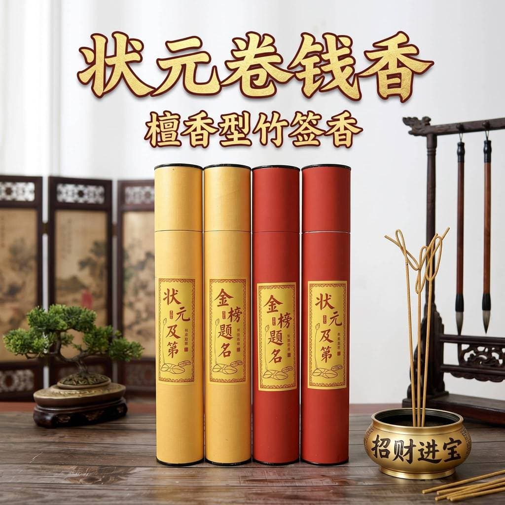 Rolo Dourado Dinheiro Vara de Bambu Incenso Deus da Riqueza Buda Incenso Sândalo Zhuangyuan Incenso Doméstico Interior P