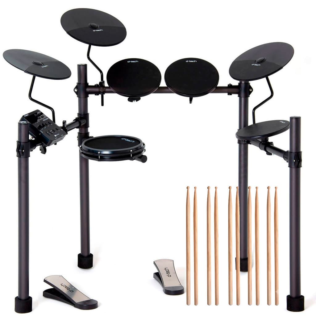 Bateria Eletrônica Dtech Electra P/estudo + Baquetas Brinde Preto