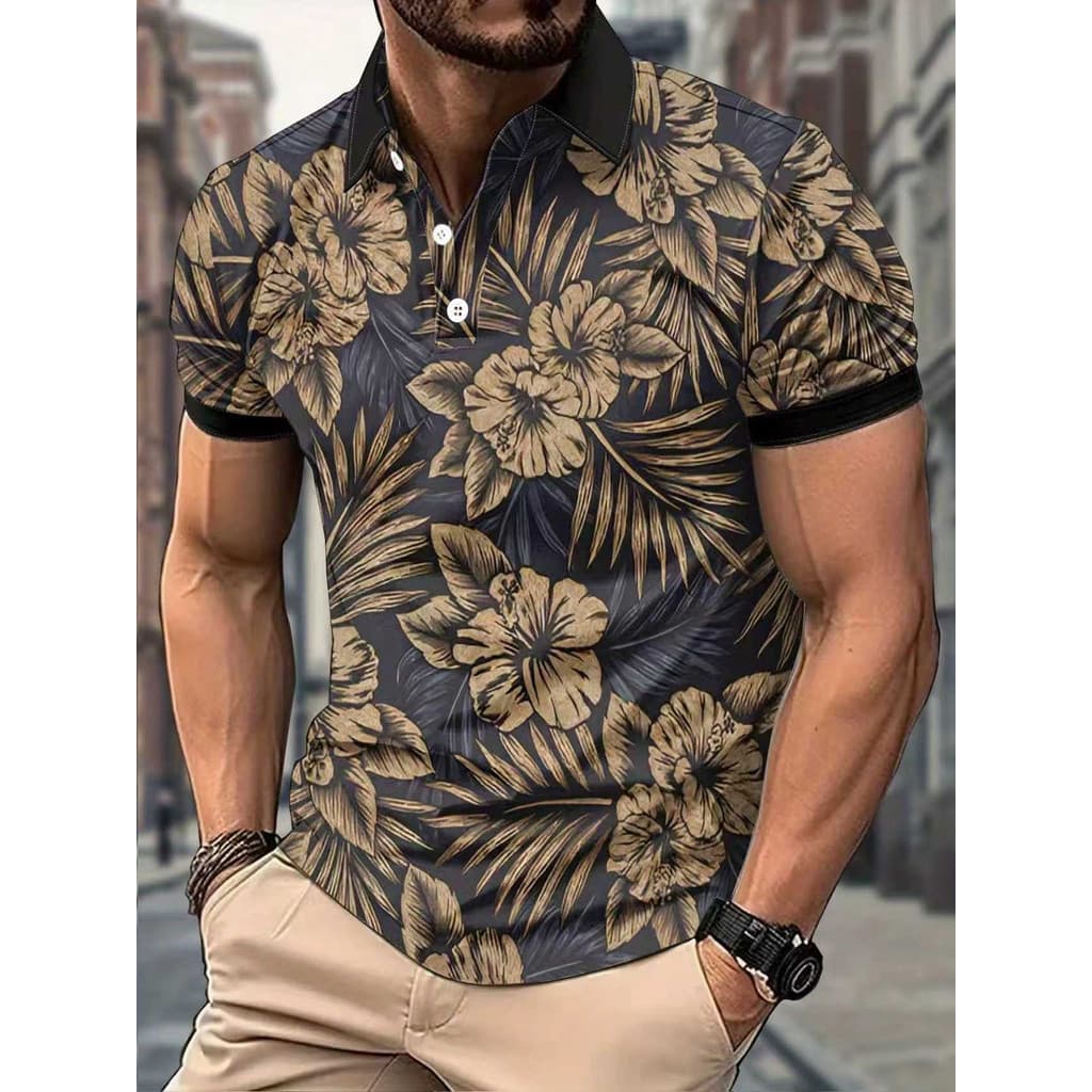 [Printe esign – Não Textura] Camisa polo masculina Camisa POLO masculina de manga curta Camisa de golfe de verão estampa