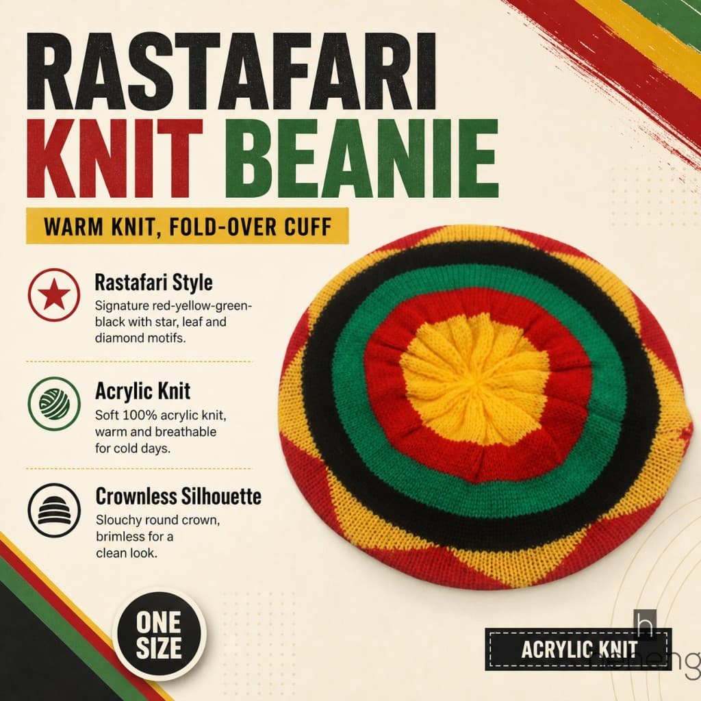 Gorro De Malha Rastafari Chapéu De Inverno Quente Unissex Boné Acrílica Coroa Redonda
