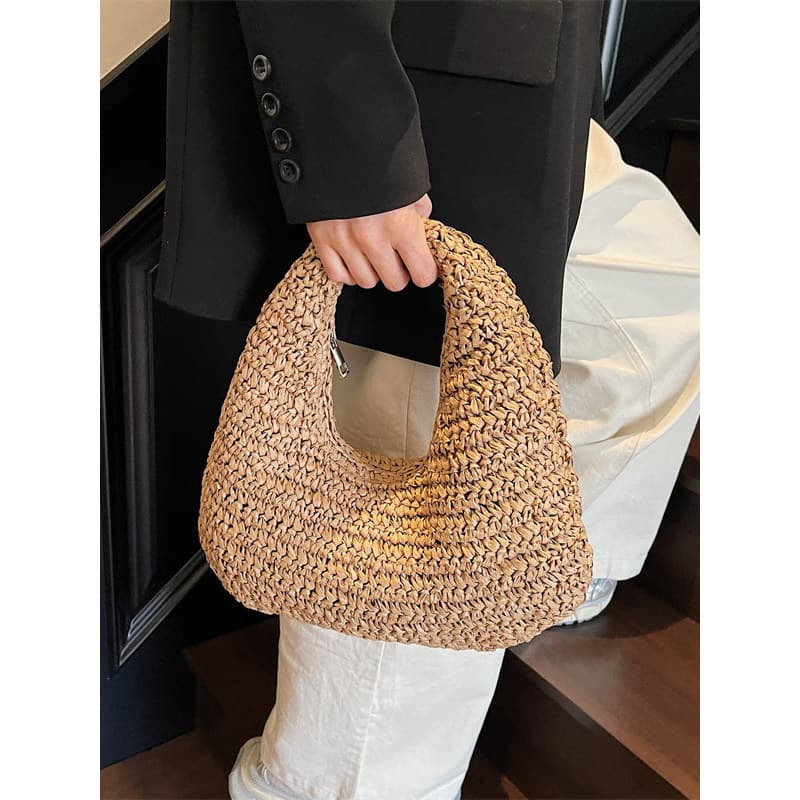 bolsa transversal feminino bolsa feminina Coreia 2026 verão novo estilo praia férias estilo saco tecido à mão nicho ins