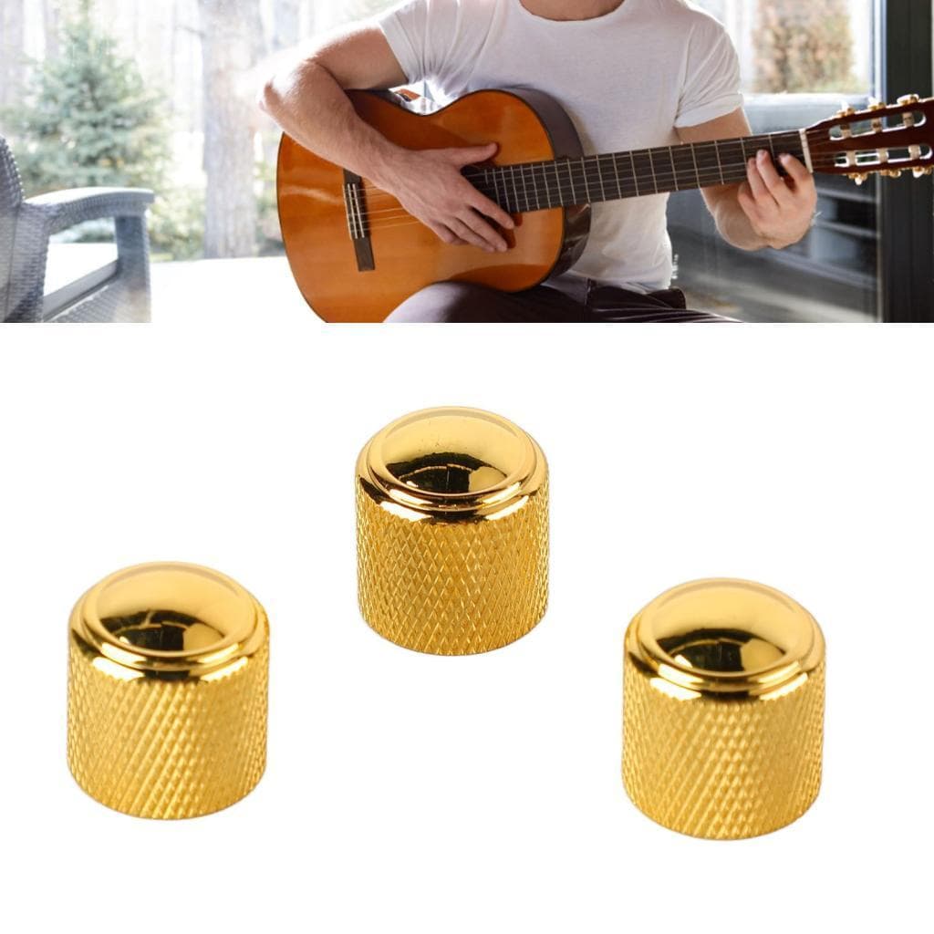 Botão de volume da guitarra baixo de controle elétrico 3 peças de metal bronze botões de alta resistência com estilo
