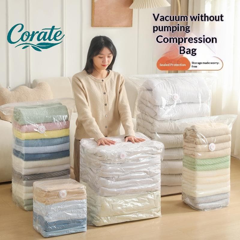 [Corate] Sacos De Armazenamento A Vácuo Que Economizam Espaço , Resistentes , De Grande Capacidade Para Roupas Doméstica