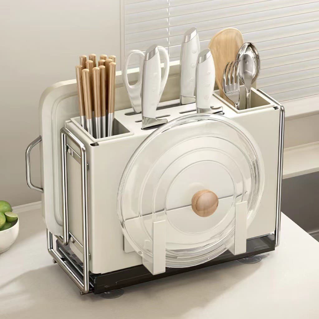 Rack de faca de cozinha prateleira doméstica multifuncional bancada pauzinhos gaiola placa de corte rack colocar placa d