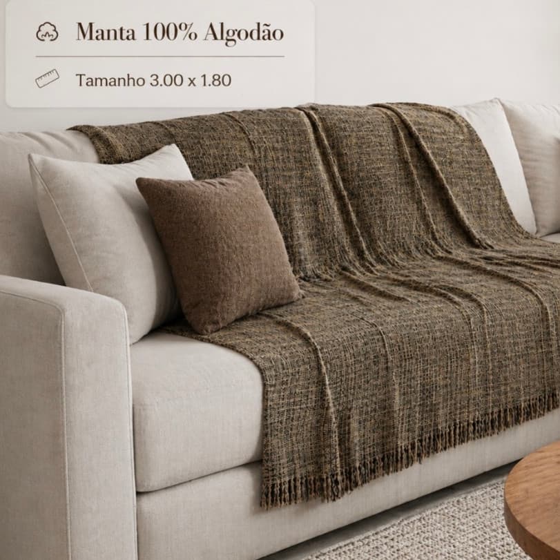 Manta Decorativa para Sofá 3,00x1,80m – Conforto, Estilo, Proteção e Versatilidade
