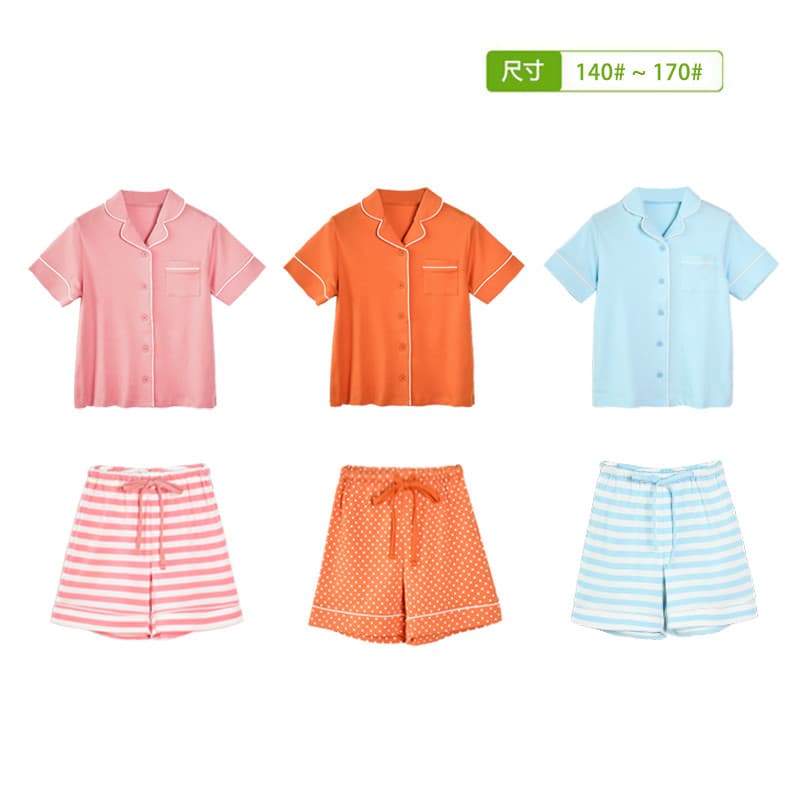 Exportado para o Japão Mil Fun Home Girls Shorts Camiseta Terno Pijama Verão Manga Curta Algodão Puro Meninas Médio