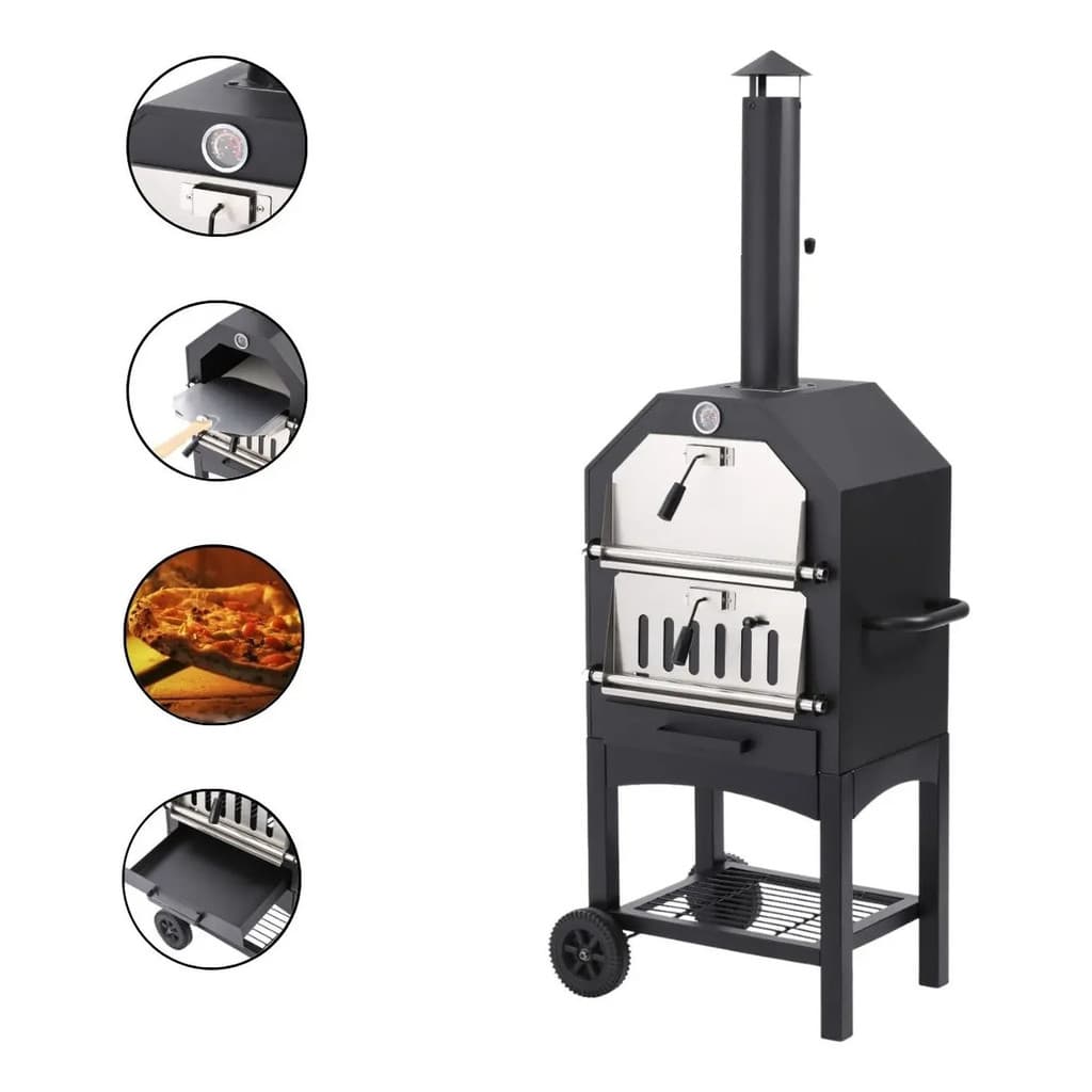 Forno A Carvão Para Pizza Importway C/ Pedra Pá E Rodas