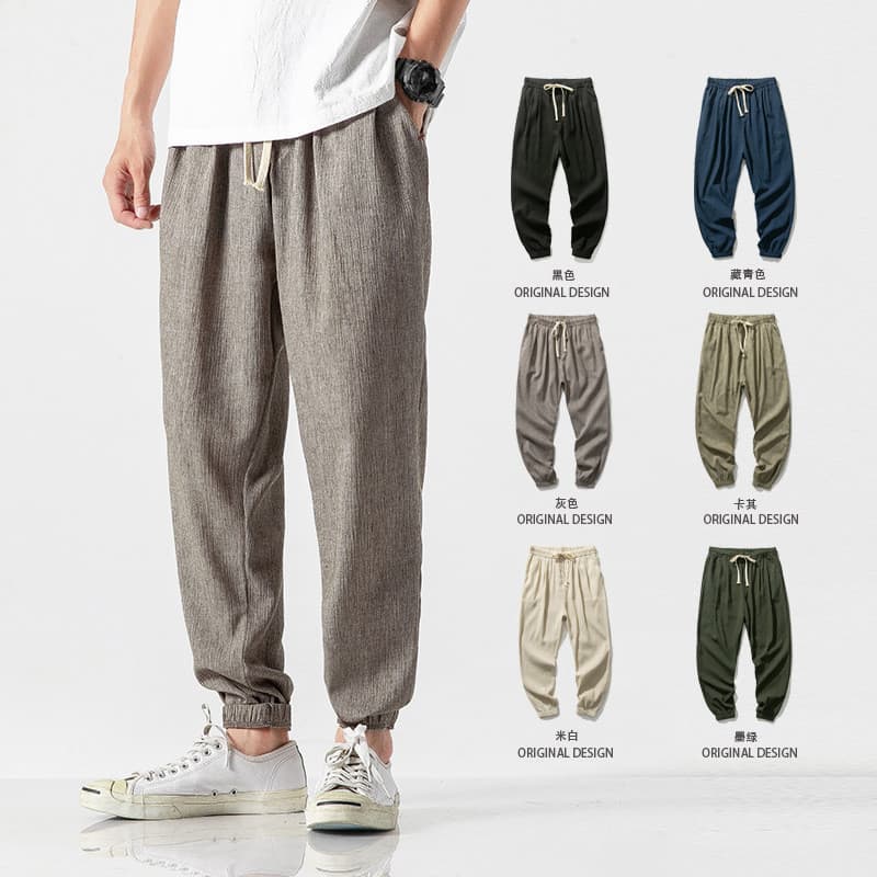 2025 Calças Harém de Algodão Tamanho Grande Leggings Masculinas Estilo Chinês Bloomers Finos Masculinos