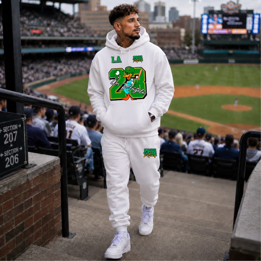 Conjunto Masculino Moletom Duck 23 Canguru Estampado Calça Jogger Casual Confortável