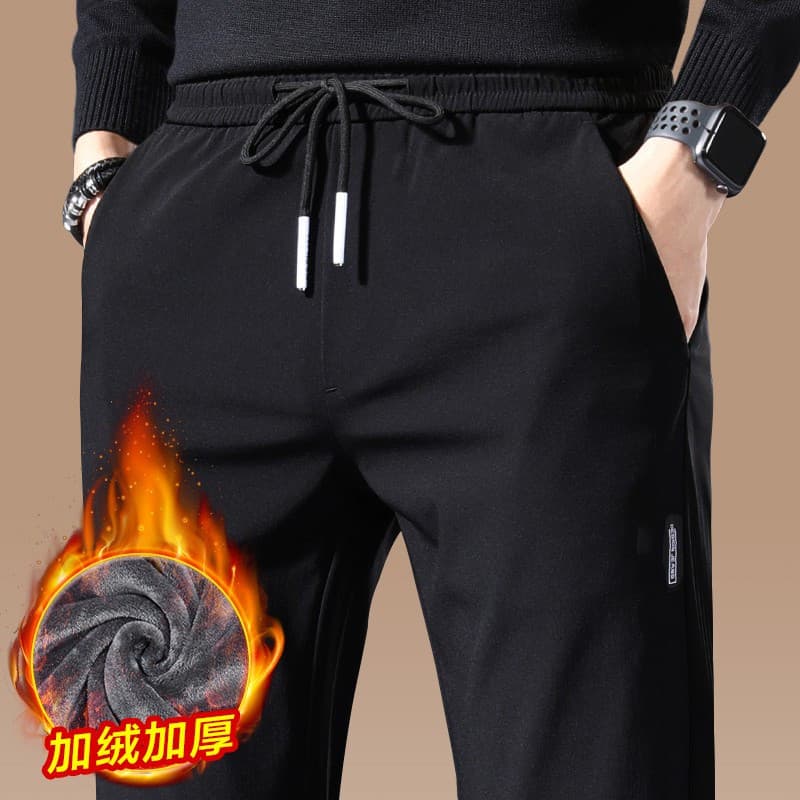 Calças casuais masculinas outono inverno velo-calças de lã em linha reta calças soltas exterior usar calças compridas Mi