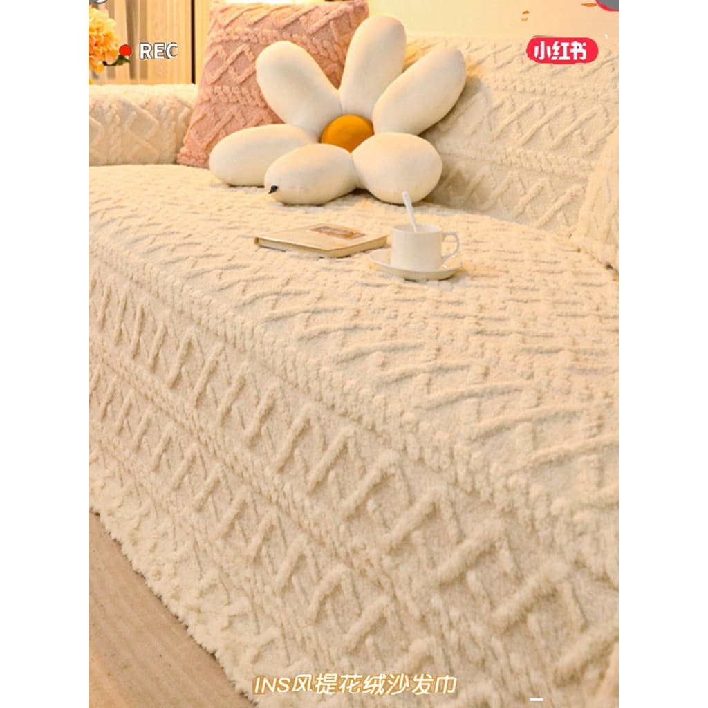 Jacquard capa de sofá toalha grossa pelúcia ins estilo capa pano sofá almofada quente Anti-deslizamento capa de sofá