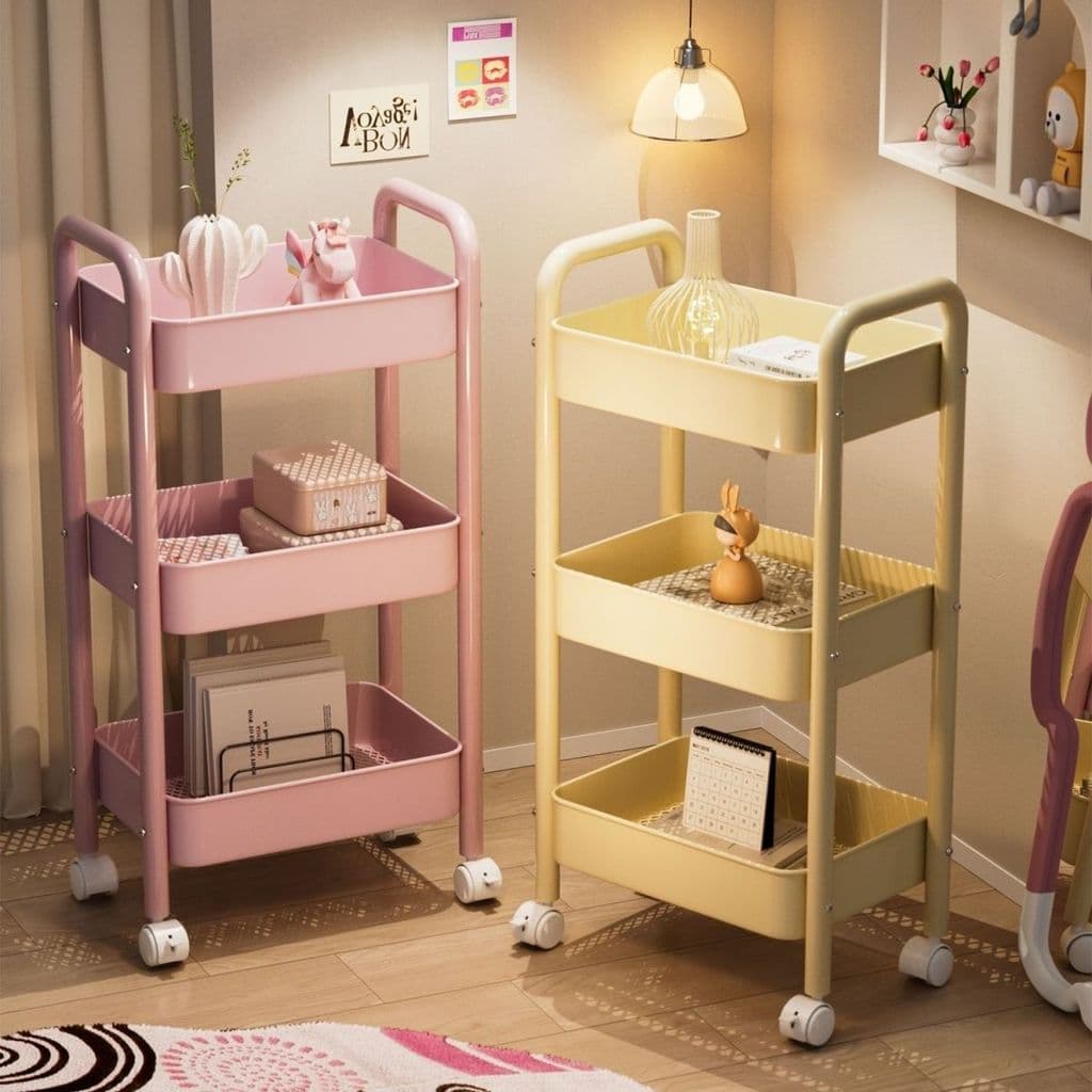 Pequeno carrinho prateleira piso cozinha banheiro móvel lanches toalete Multi-camada quarto cabeceira Rack de armazename