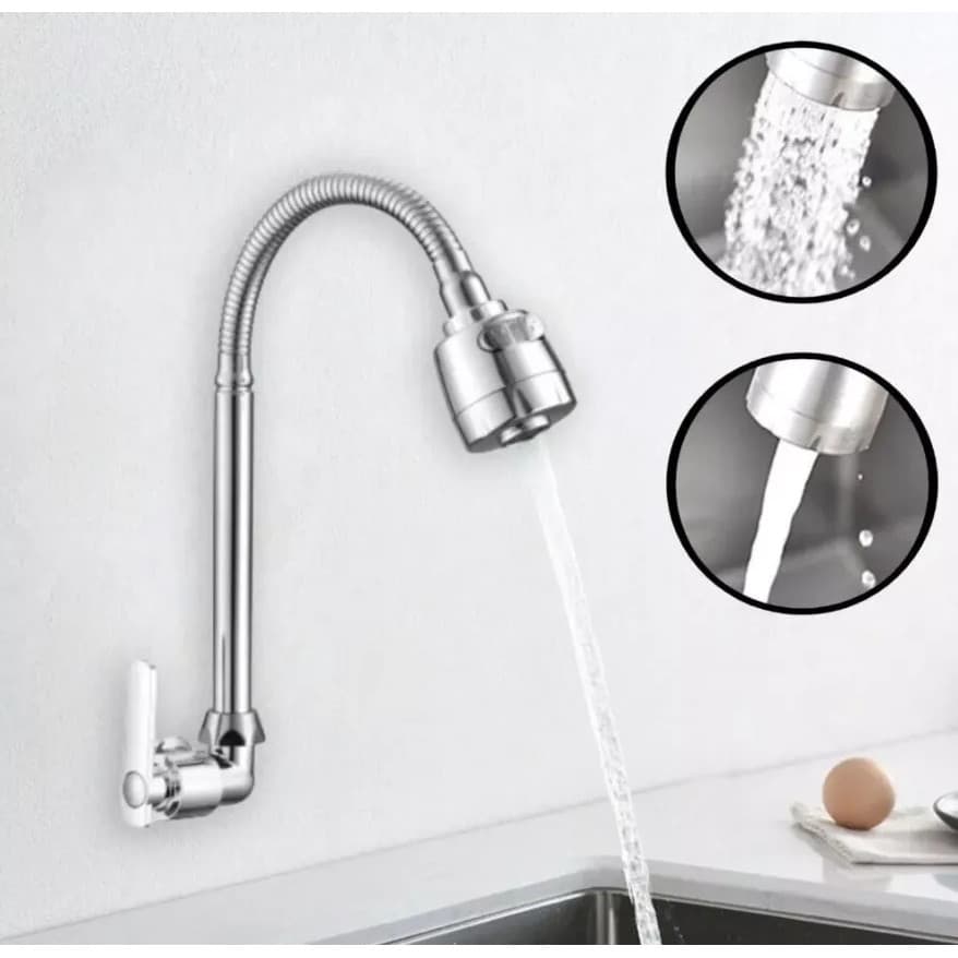 Torneira Cozinha Gourmet Bancada Parede Flexível 1/4 Volta Cromo