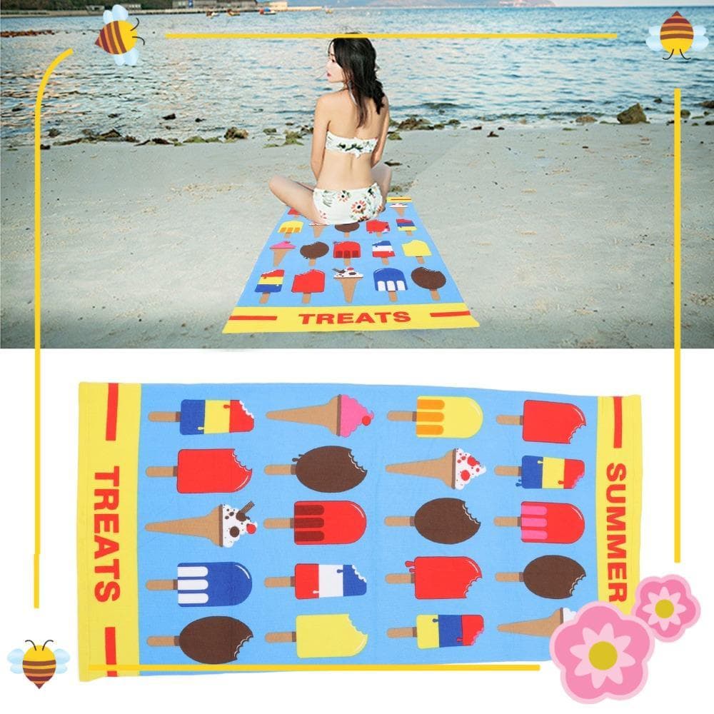 Toalha De Praia  , Cobertor De Viagem De Secagem Rápida De Microfibra , Natação Colorida E Fofa Com Design De Impressã