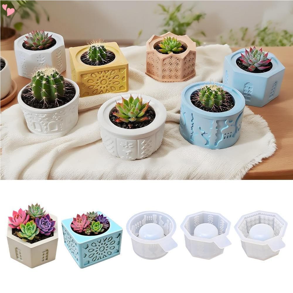 Molde De Planta De Polígono Antiaderente Vaso De Flores De Silicone Resistente Ao Calor Para Plantas Suculentas Plantado