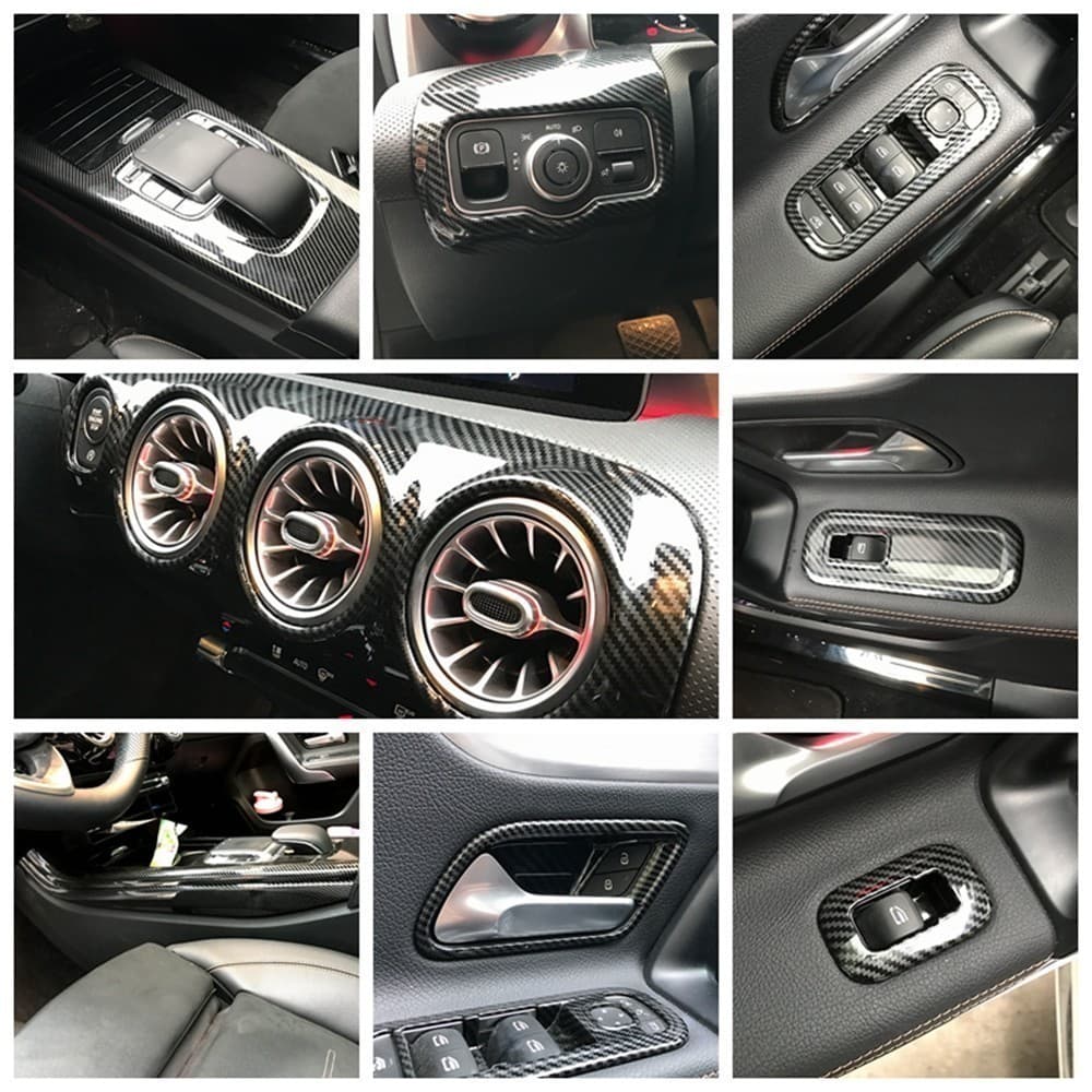 Painel De Controle Do Console Central Interno De Fibra De Carbono Guarnição Da Tampa De Ventilação De Ar Para Benz Class