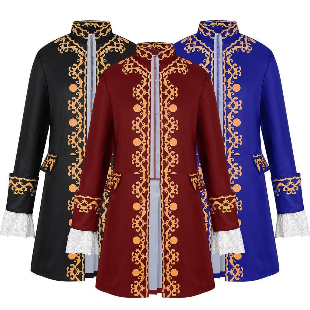 Novo Produto Masculino: Casaco Medieval de Manga Longa com Gola Alta GHYN