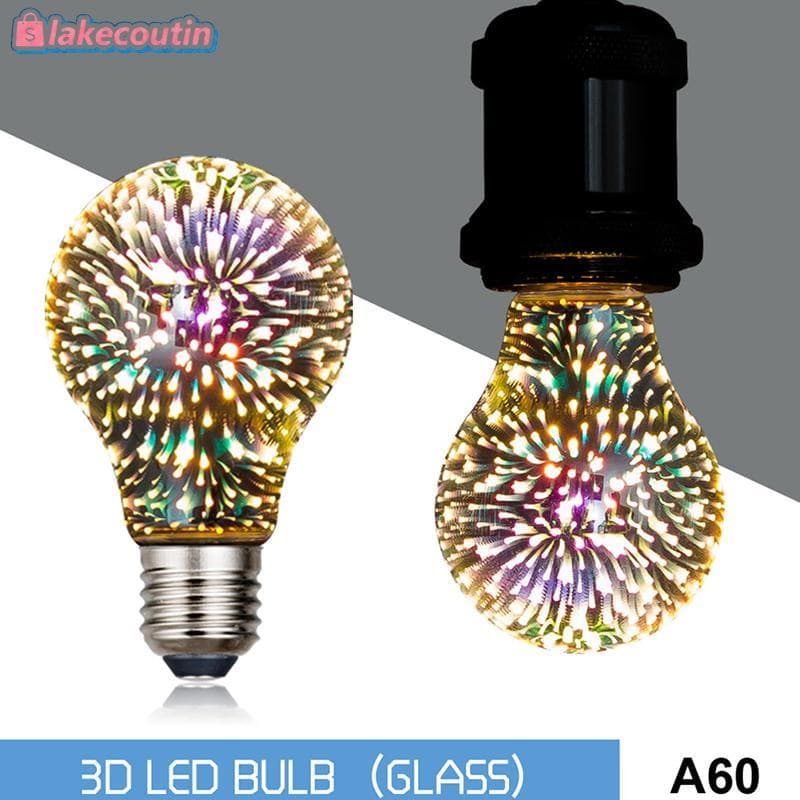 la Decoração 3D Lâmpada LED E27 6W 85-265V Vintage Estrela Fogos De Artifício Estanho