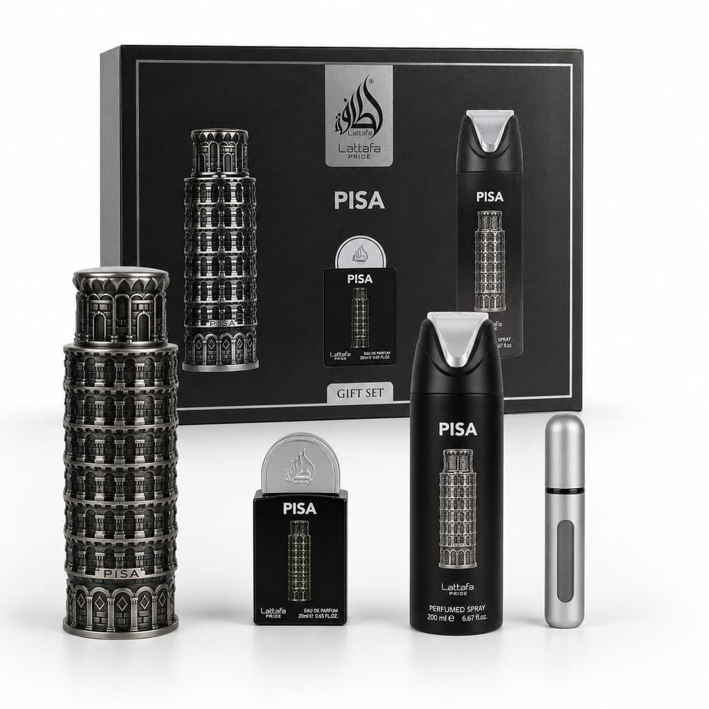 Kit Perfumes Pride Pisa Masculino 4 Itens, Perfume EDP 100ml + Miniatura + Spray + Atomizador