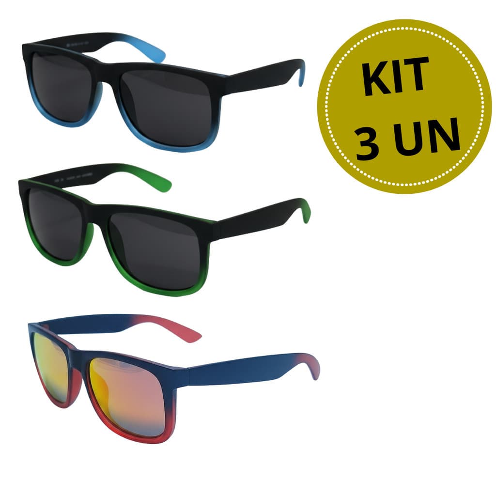 KIT 1/2/3 Óculos de Sol Estilo Justin Quadradinho Acetato UNISSEX Diversas Cores